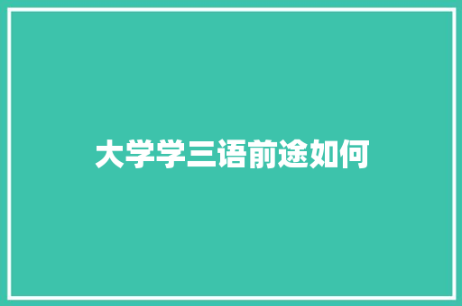 大学学三语前途如何