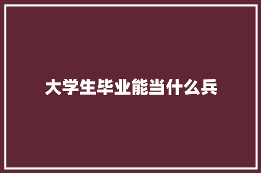 大学生毕业能当什么兵