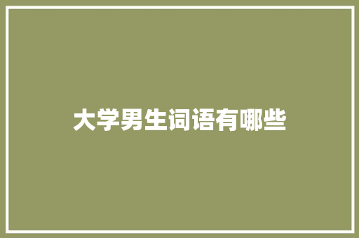 大学男生词语有哪些