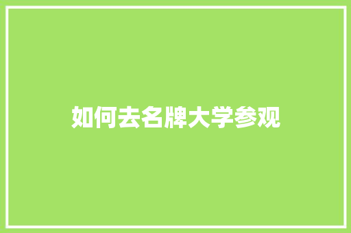 如何去名牌大学参观