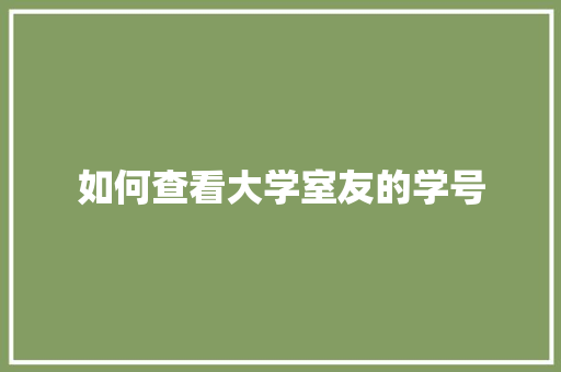 如何查看大学室友的学号