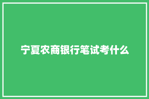 宁夏农商银行笔试考什么