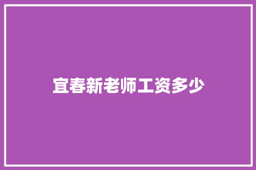 宜春新老师工资多少