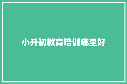 小升初教育培训哪里好