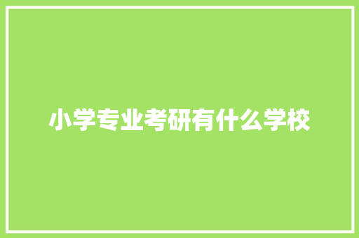 小学专业考研有什么学校
