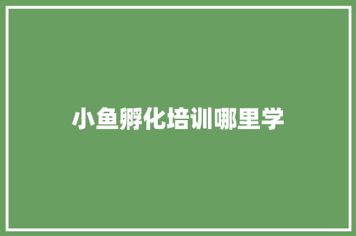 小鱼孵化培训哪里学