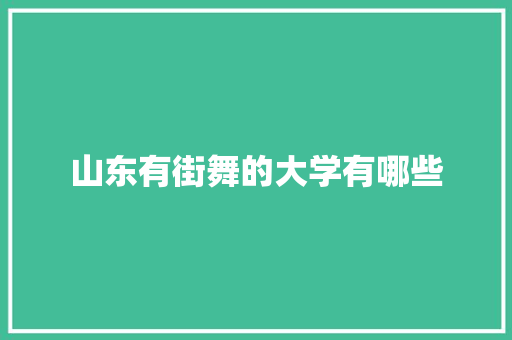 山东有街舞的大学有哪些
