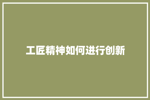 工匠精神如何进行创新