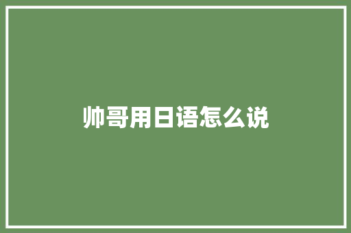 帅哥用日语怎么说