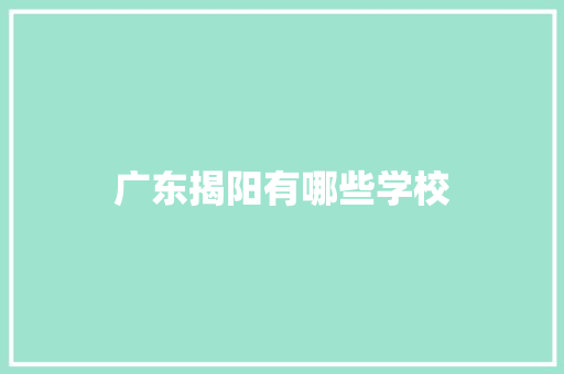 广东揭阳有哪些学校