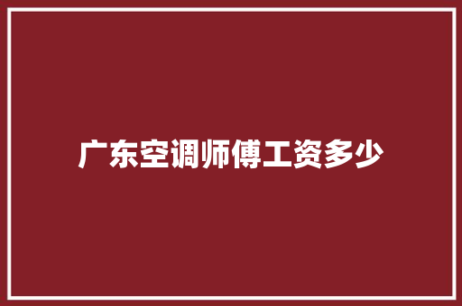 广东空调师傅工资多少