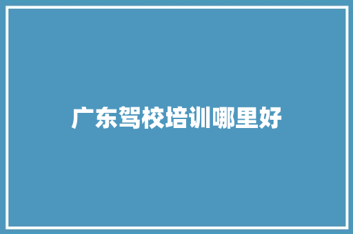 广东驾校培训哪里好