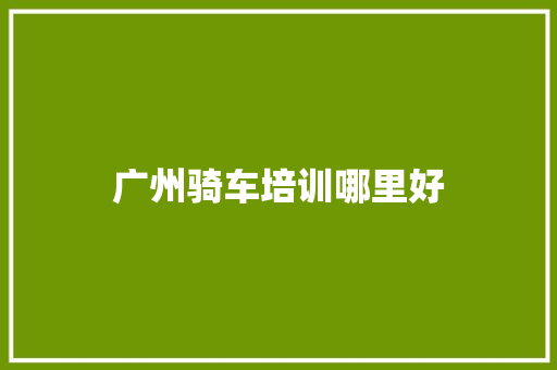 广州骑车培训哪里好