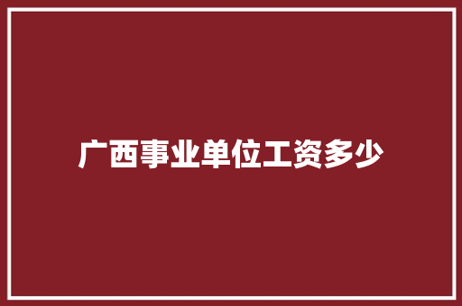 广西事业单位工资多少