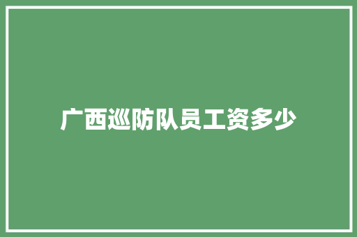 广西巡防队员工资多少