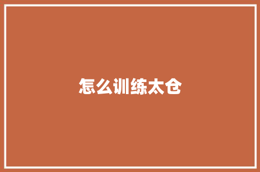 怎么训练太仓