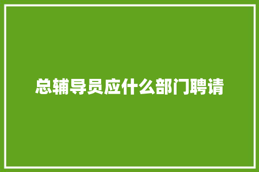 总辅导员应什么部门聘请