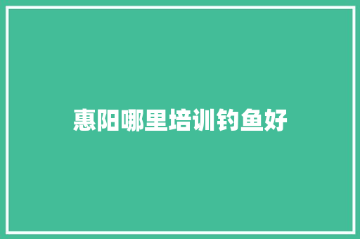 惠阳哪里培训钓鱼好