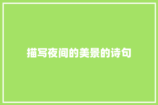 描写夜间的美景的诗句 短语