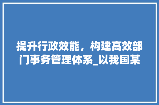 提升行政效能，构建高效部门事务管理体系_以我国某市为例