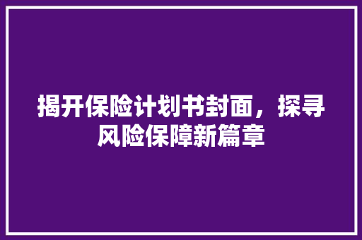 揭开保险计划书封面，探寻风险保障新篇章