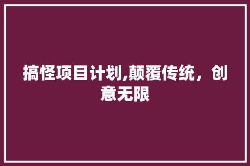 搞怪项目计划,颠覆传统，创意无限