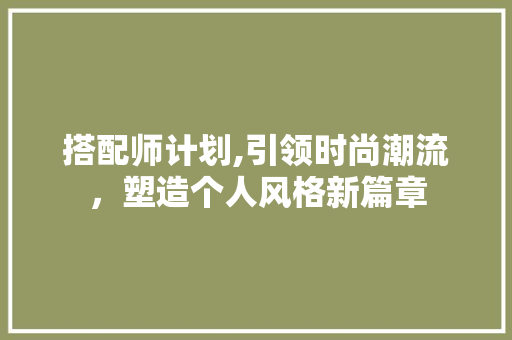 搭配师计划,引领时尚潮流，塑造个人风格新篇章 短语