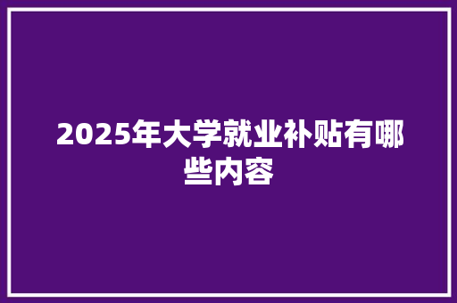 2025年大学就业补贴有哪些内容