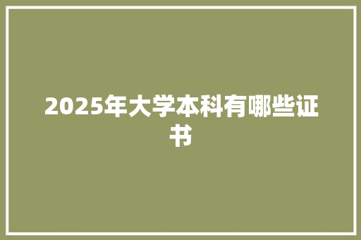 2025年大学本科有哪些证书
