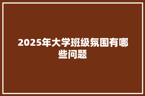 2025年大学班级氛围有哪些问题