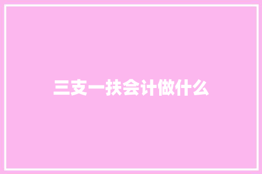 三支一扶会计做什么