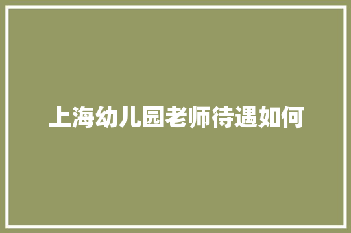 上海幼儿园老师待遇如何