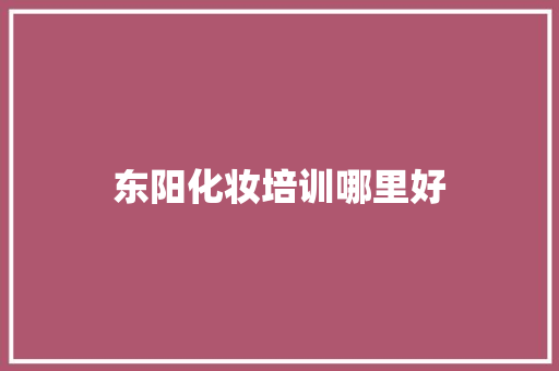 东阳化妆培训哪里好