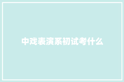 中戏表演系初试考什么