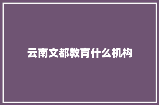 云南文都教育什么机构
