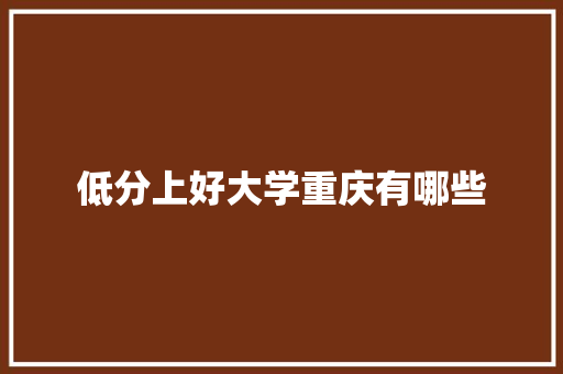 低分上好大学重庆有哪些