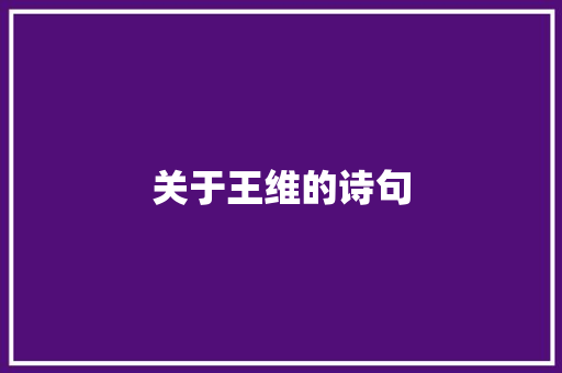 关于王维的诗句