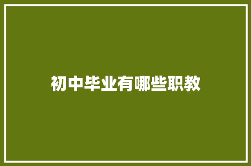 初中毕业有哪些职教