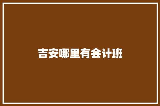 吉安哪里有会计班