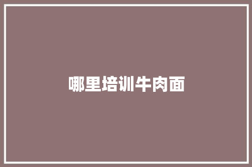 哪里培训牛肉面