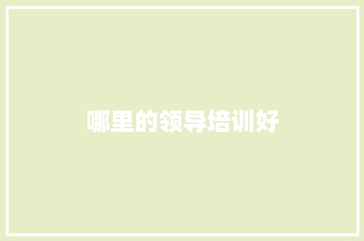 哪里的领导培训好