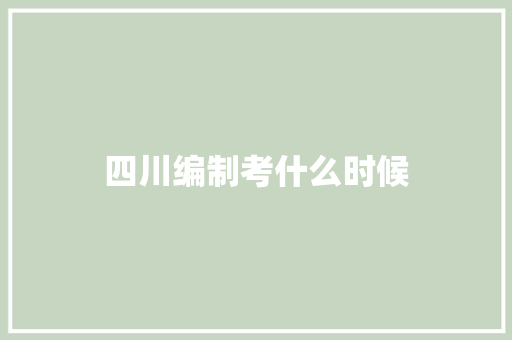 四川编制考什么时候