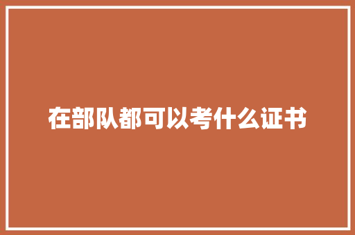 在部队都可以考什么证书