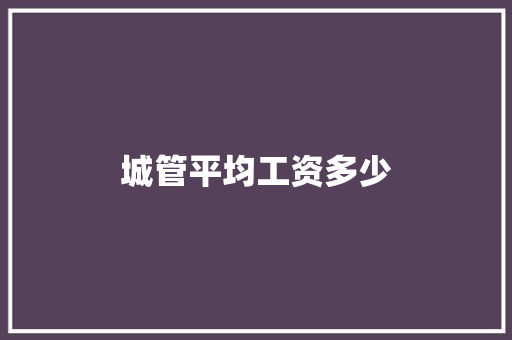 城管平均工资多少
