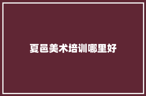 夏邑美术培训哪里好