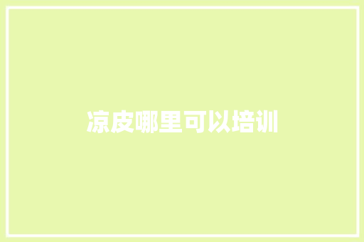 凉皮哪里可以培训
