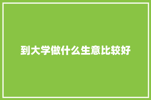 到大学做什么生意比较好
