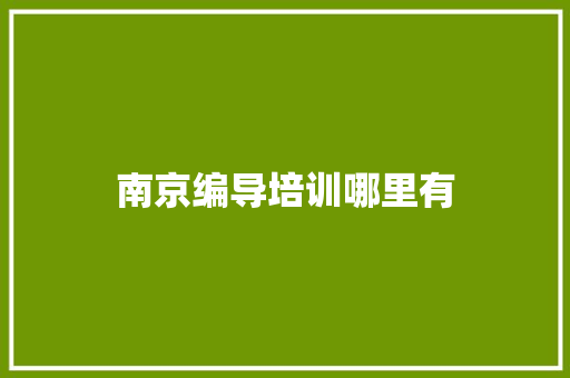 南京编导培训哪里有