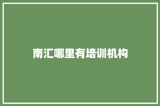 南汇哪里有培训机构