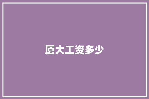 厦大工资多少